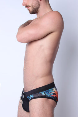 Timoteo Black Flamingo Riviera Mesh Swim Brief thumbnail 2