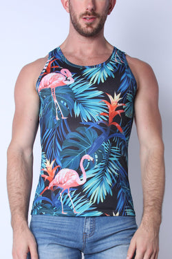 Timoteo Black Flamingo Riviera Mesh Tank Top thumbnail 1