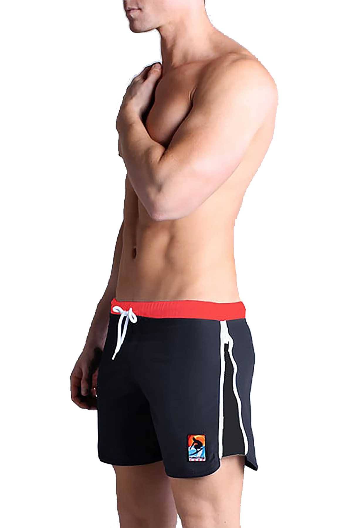 Timoteo Black Zip Swim Short