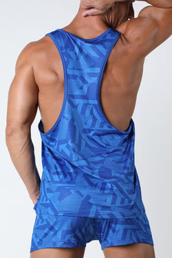 Timoteo Blue Active Sport Racer Back Tank Top thumbnail 3