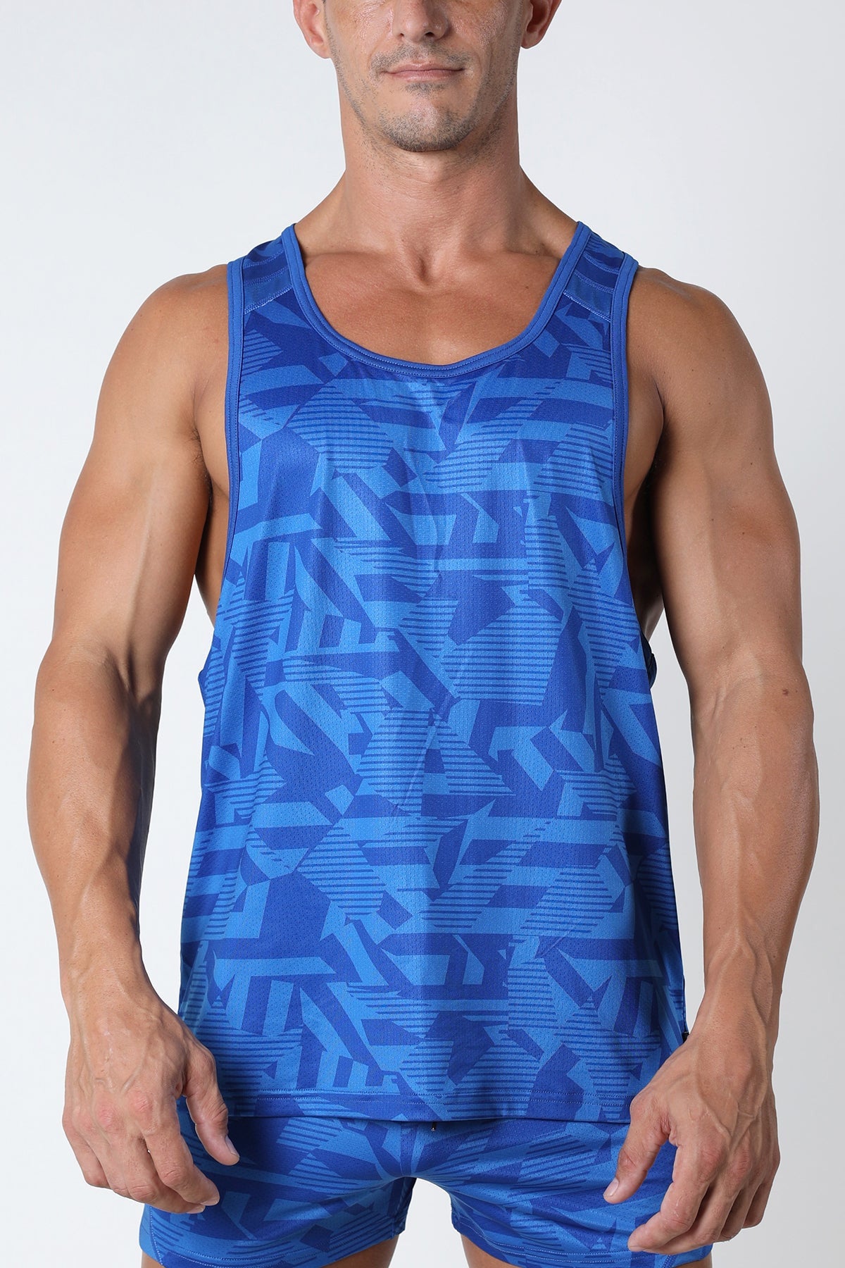 Timoteo Blue Active Sport Racer Back Tank Top