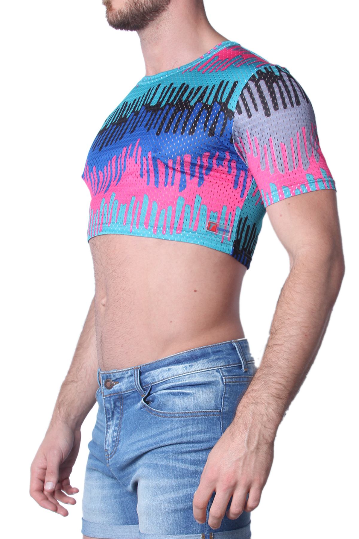 Timoteo Blue Drip Safari Crop Top