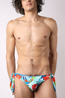 Timoteo Blue Tahiti Side Tie Reversible Swim Brief 2.0 thumbnail 1