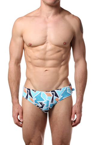 Timoteo Geometric Blue Lakeshore Swim Brief