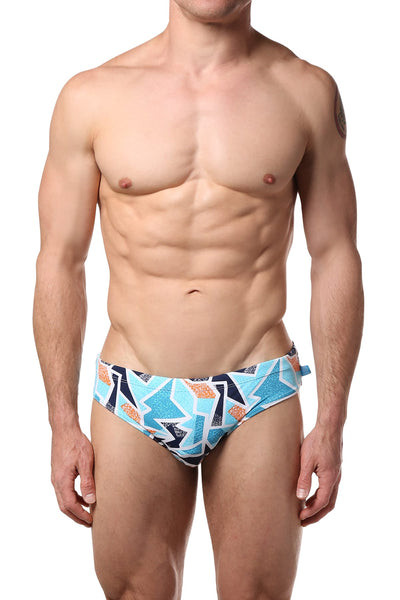 Timoteo Geometric Blue Lakeshore Swim Brief