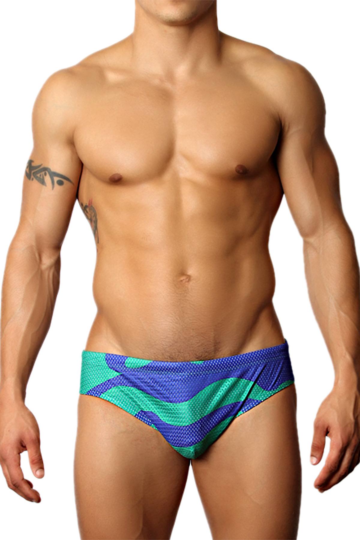 Timoteo Green Lava Mesh Swim Brief