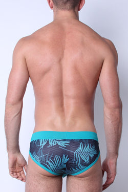Timoteo Green Palm Print Riviera Mesh Swim Brief thumbnail 4