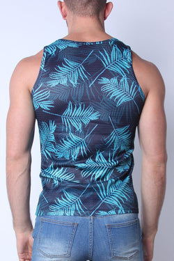 Timoteo Green Palm Print Riviera Mesh Tank Top thumbnail 2
