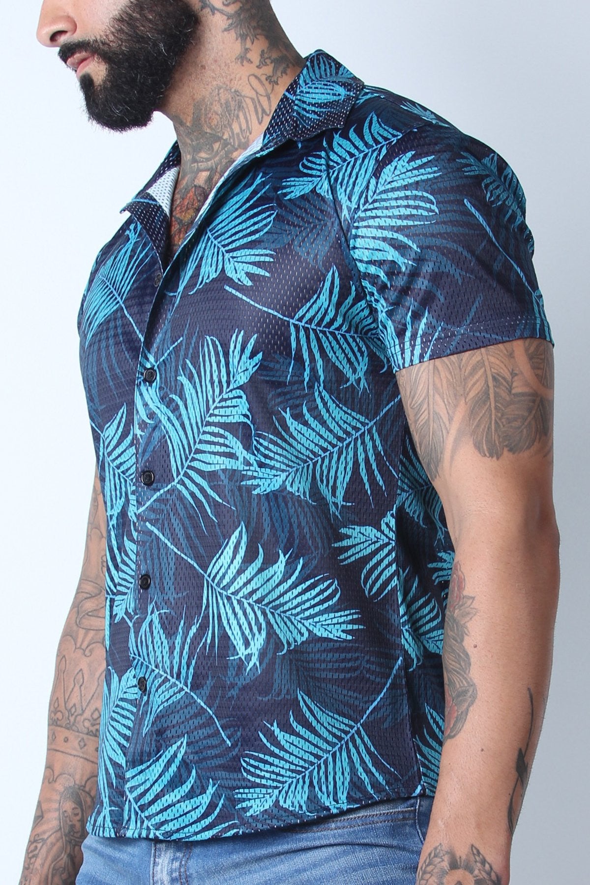 Timoteo Green Print Riviera Mesh Shirt