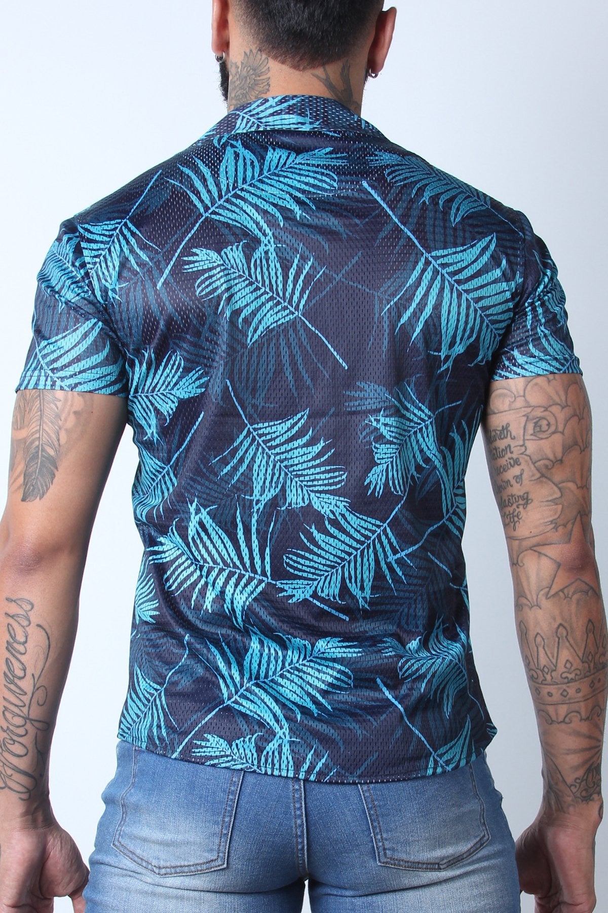 Timoteo Green Print Riviera Mesh Shirt
