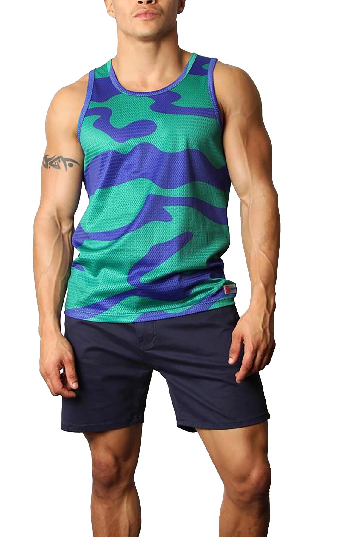 Timoteo Green/Royal Ltd. Edition Lava Mesh Tank Top