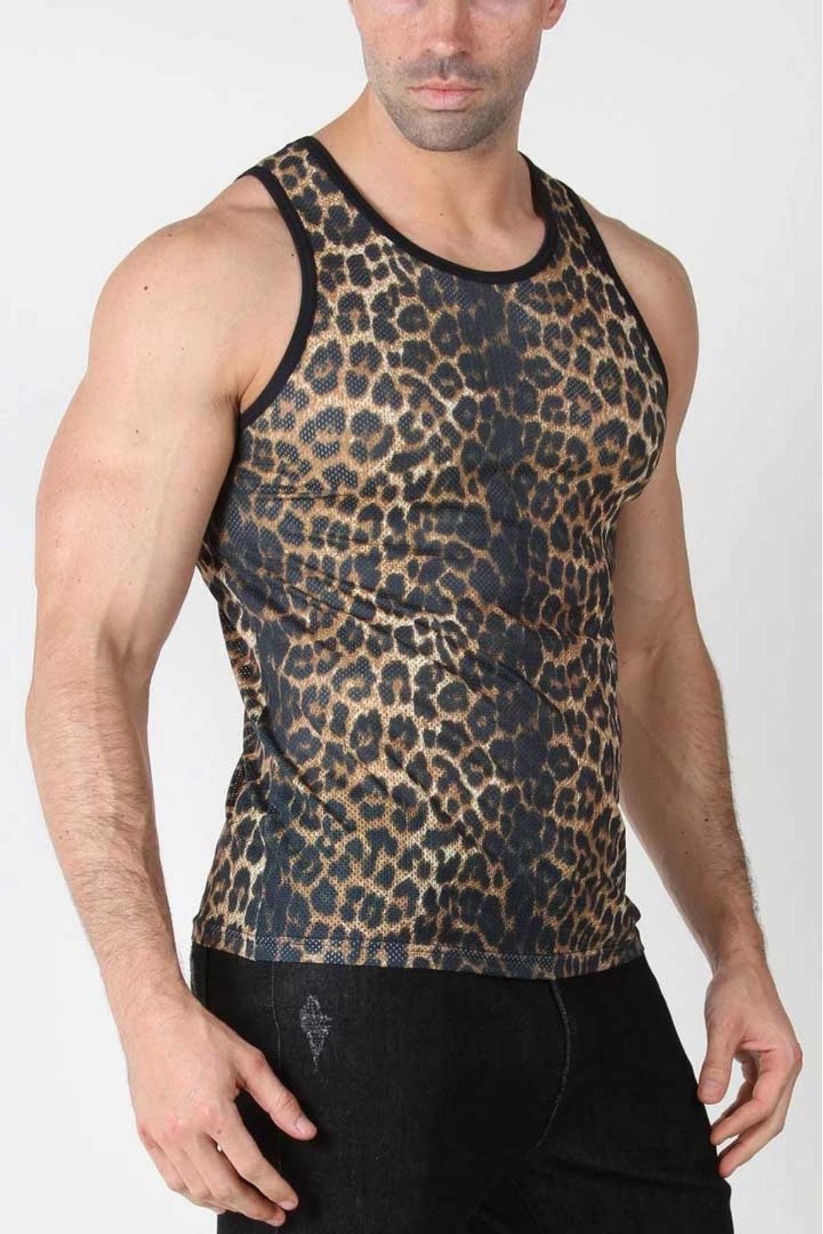 Timoteo Leopard Calypso Mesh Tank Top