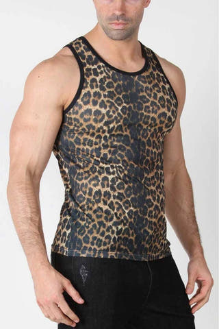 Timoteo Leopard Calypso Mesh Tank Top
