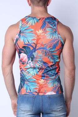 Timoteo Orange Flamingo Riviera Mesh Tank Top thumbnail 2