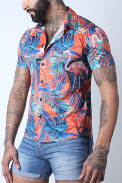 Timoteo Orange Riviera Mesh Shirt thumbnail 2
