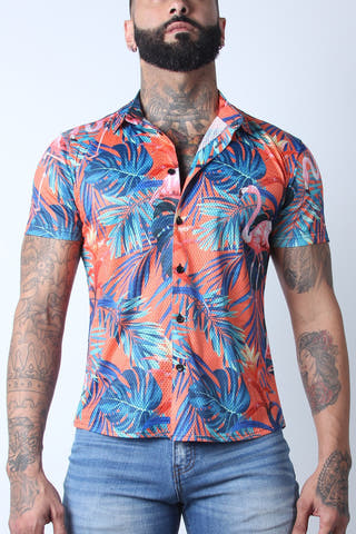Timoteo Orange Riviera Mesh Shirt