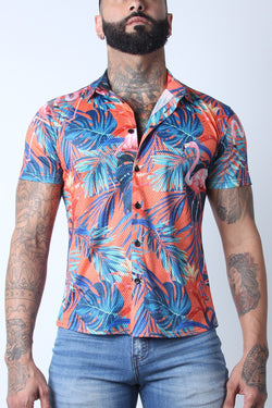 Timoteo Orange Riviera Mesh Shirt thumbnail 1