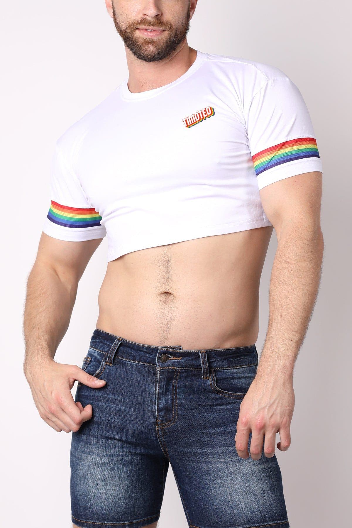 Timoteo PRIDE 23 White Crop Top