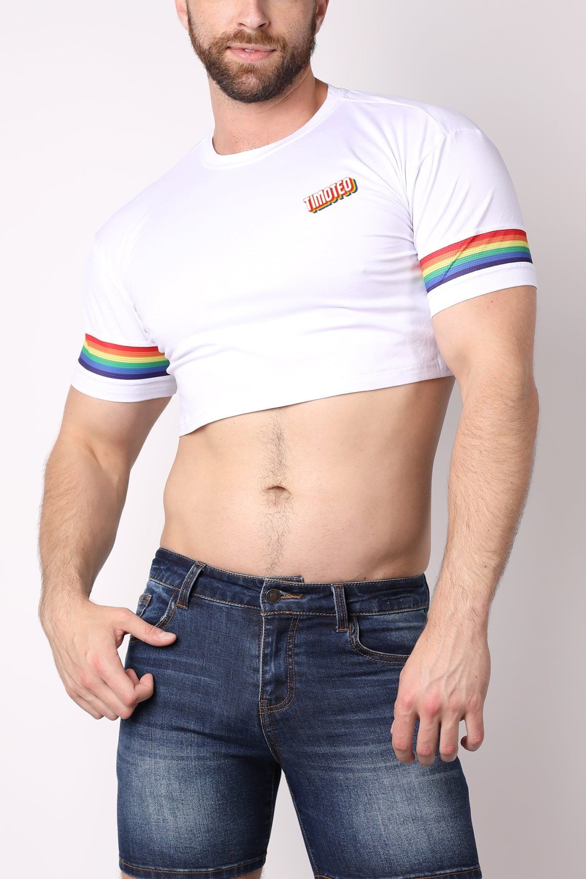Timoteo PRIDE 23 White Crop Top
