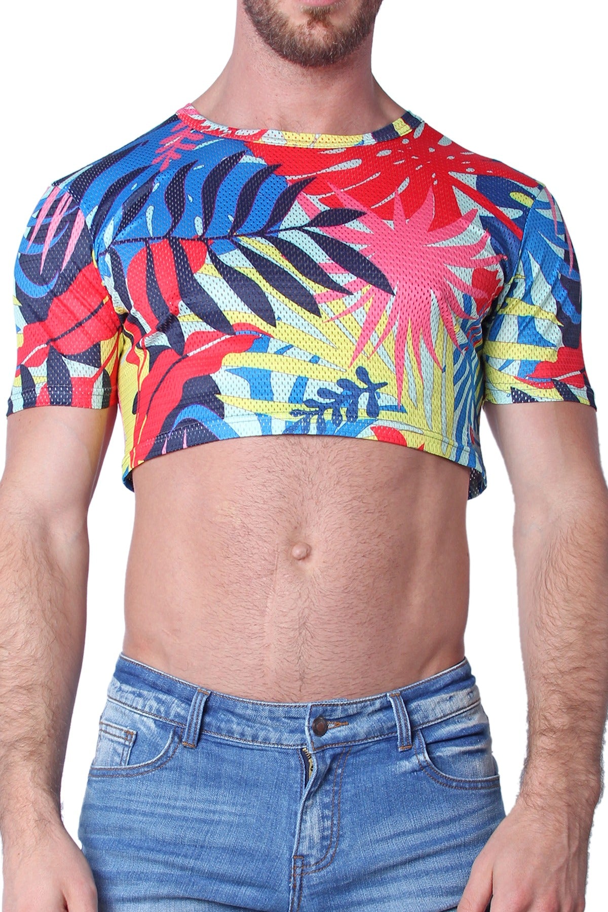 Timoteo Palm Pink Safari Crop Top