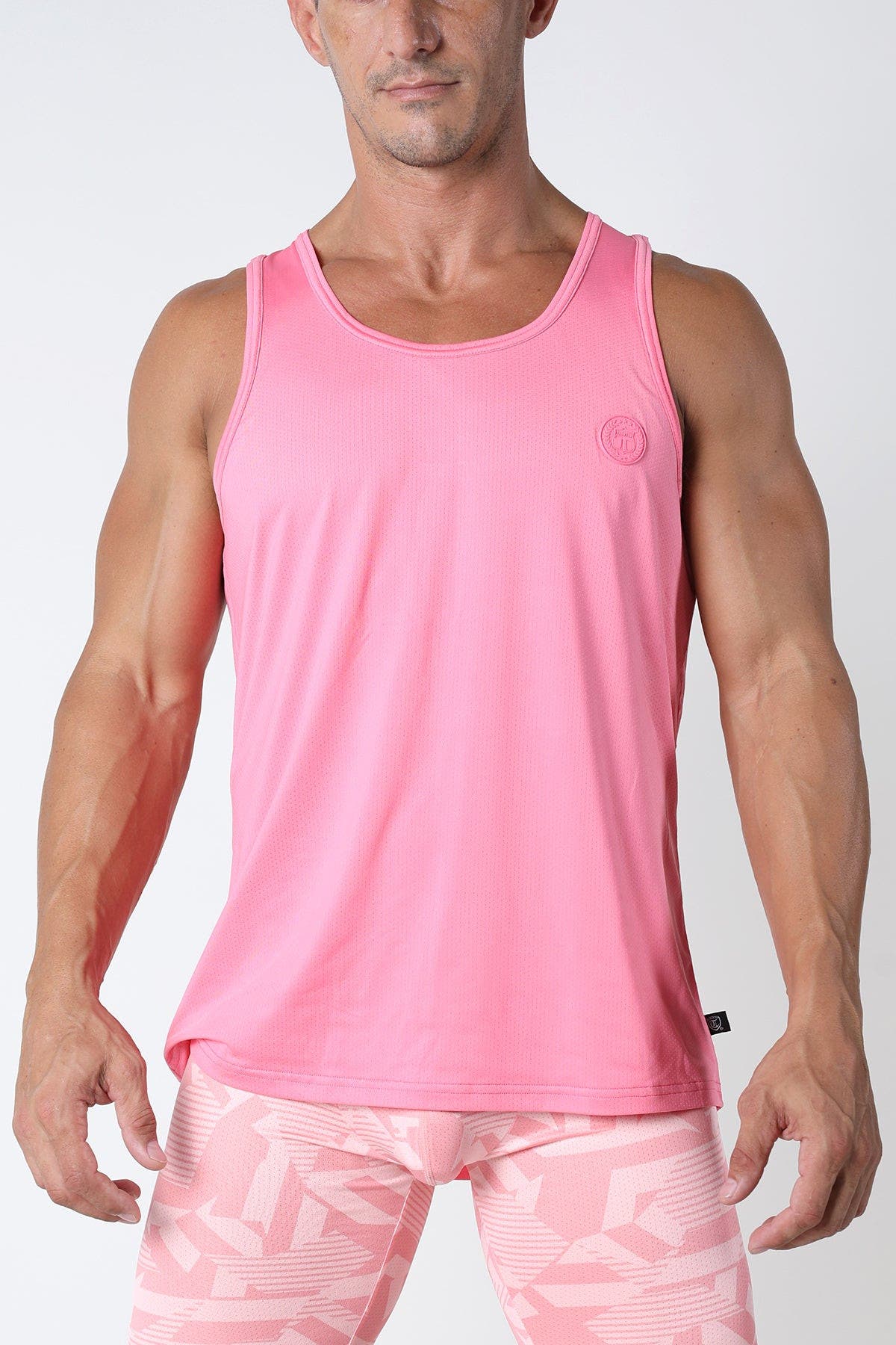 Timoteo Pink Active Sport Solid Tank Top