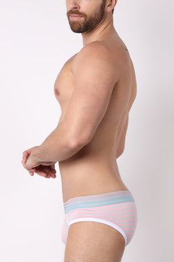 Timoteo Pink Coral Sands Striped Low Rise Brief thumbnail 2