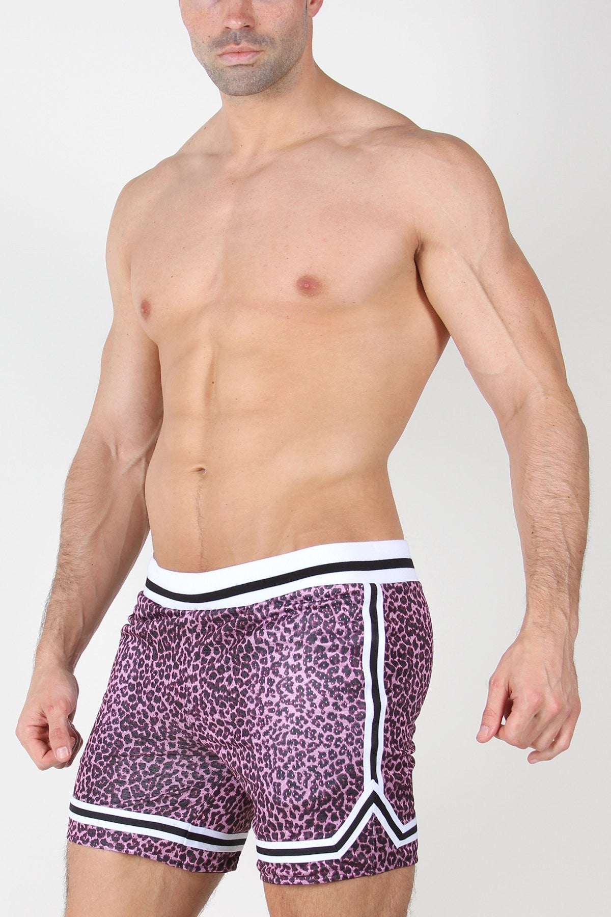 Timoteo Pink Leopard Reversible Mesh Short