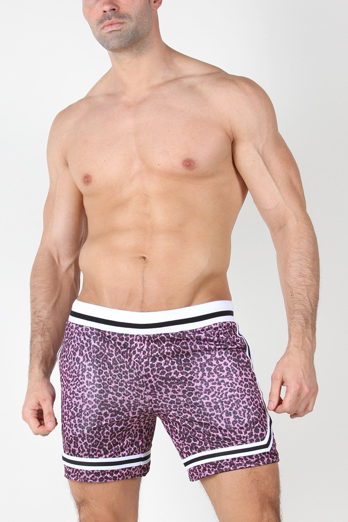 Timoteo Pink Leopard Reversible Mesh Short