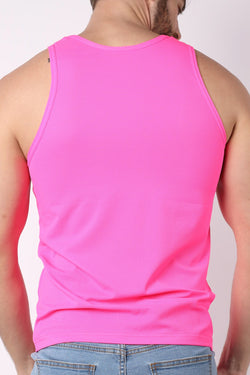 Timoteo Solid Pink Pool Party Mesh Tank Top thumbnail 3