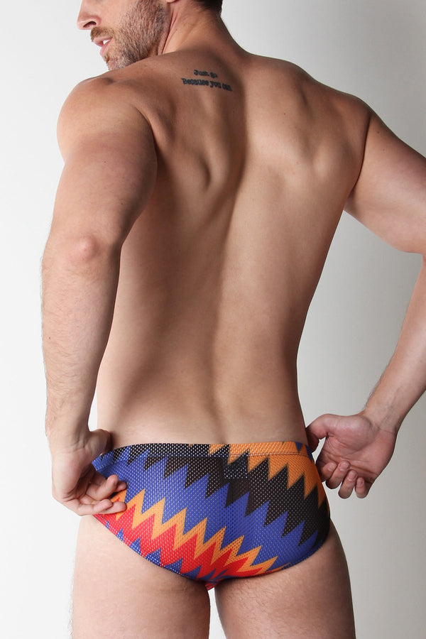 Timoteo TMS163 Fiesta Mesh ZigZag Low Rise Swim Brief