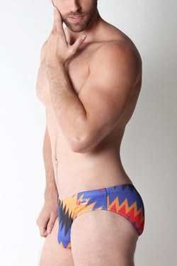 Timoteo TMS163 Fiesta Mesh ZigZag Low Rise Swim Brief thumbnail 3