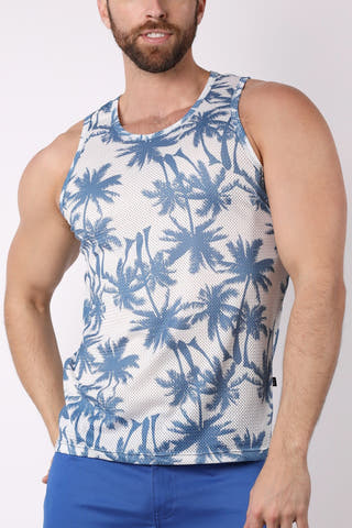 Timoteo White Coral Sand Mesh Tank Top