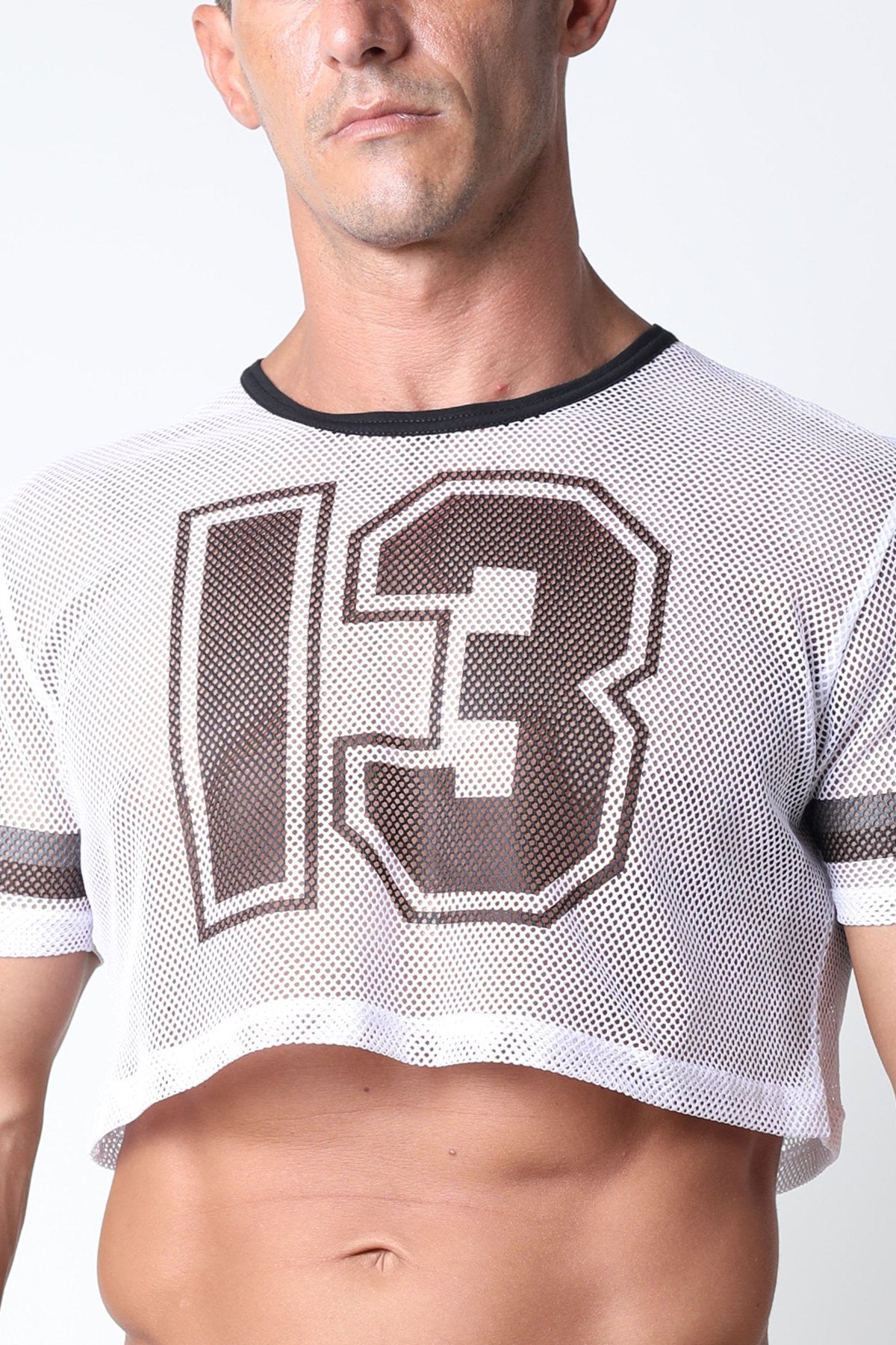 Timoteo White Halfback Mesh Crop Top