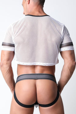 Timoteo White Halfback Mesh Crop Top thumbnail 4