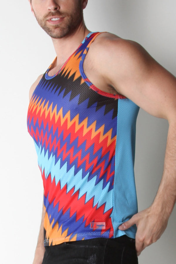 Timoteo ZigZag Fiesta Mesh Tank Top