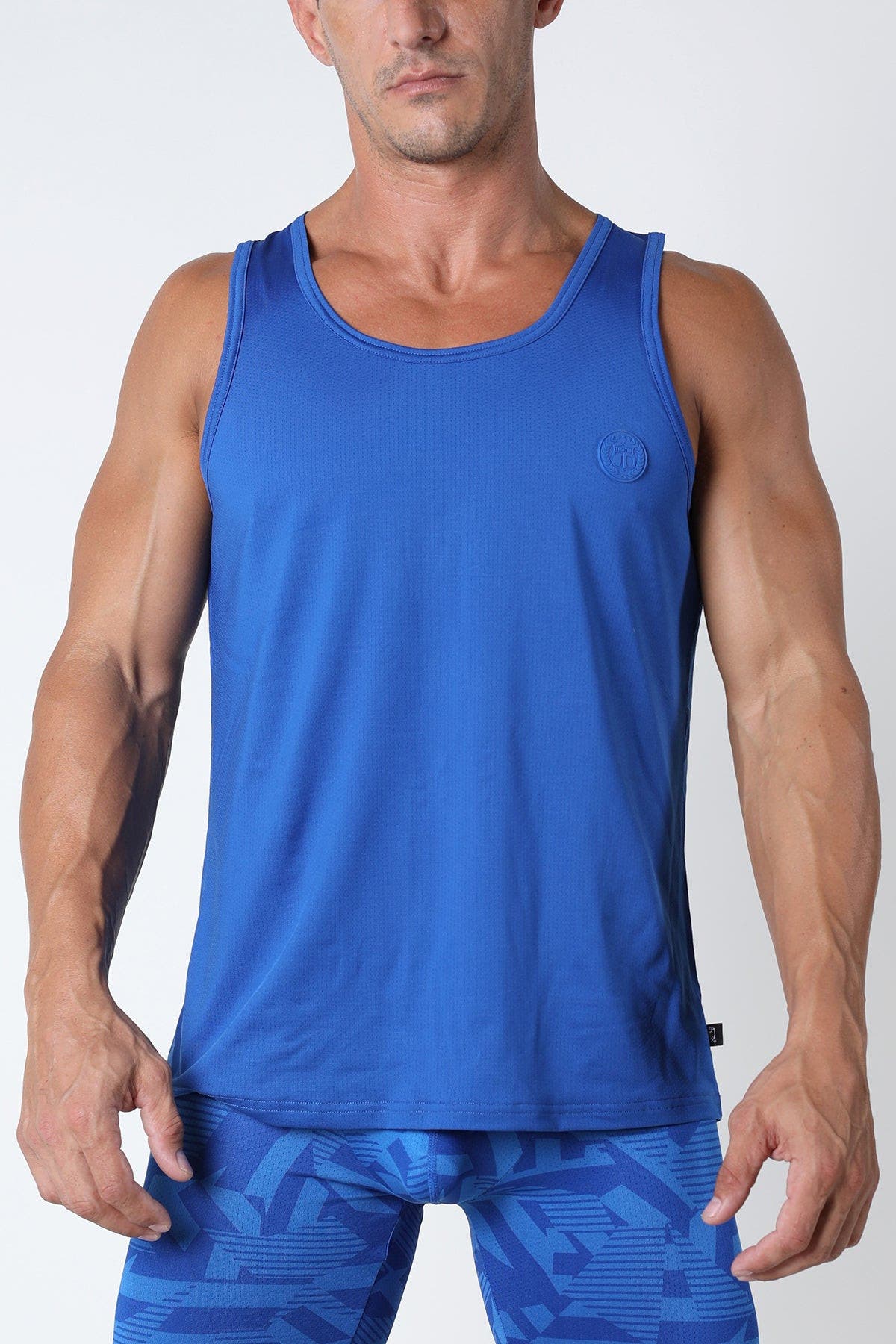 Timoteo blue Active Sport Solid Tank Top