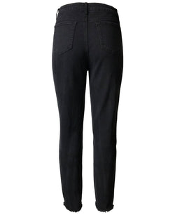 Tinseltown Juniors' Destructed Mom Jeans Black thumbnail 2