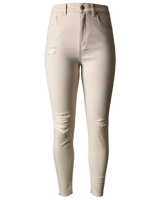 Tinseltown Juniors' Ripped Mom Jeans Blush