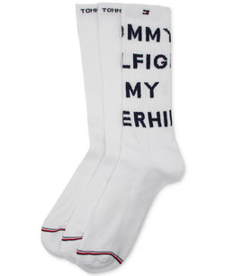 Tommy Hilfiger 3pk. Logo Crew Socks White Assorted thumbnail 1