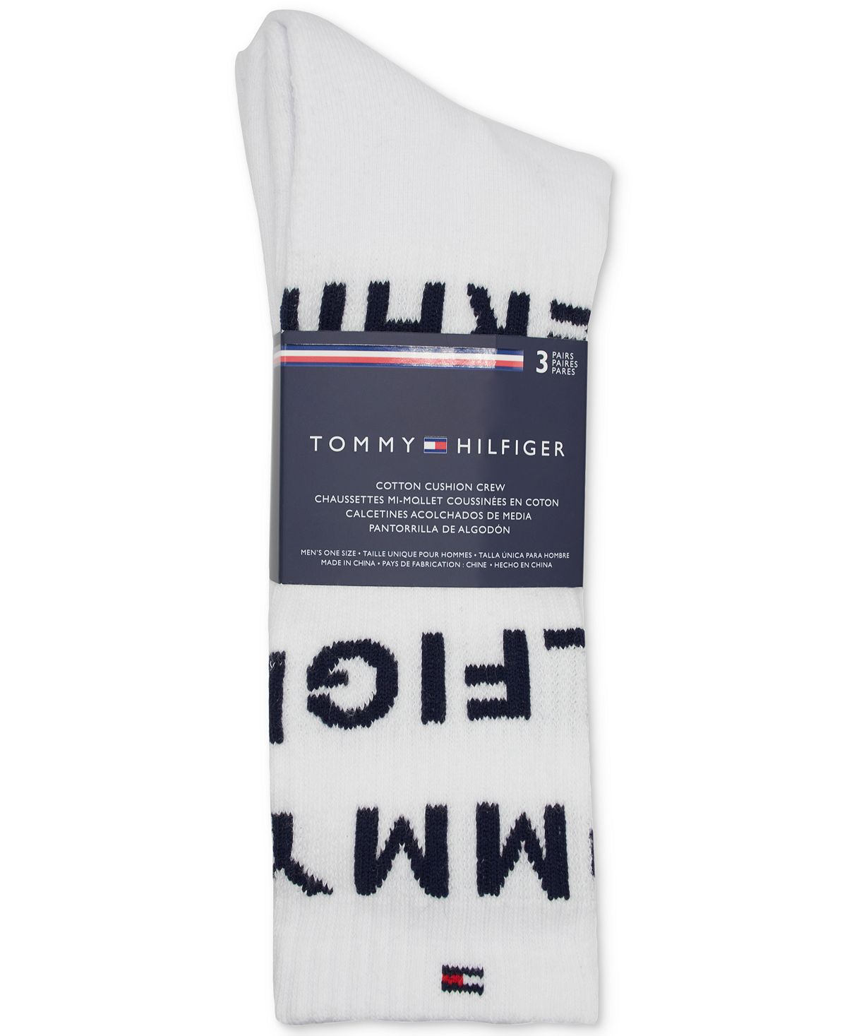 Tommy Hilfiger 3pk. Logo Crew Socks White Assorted