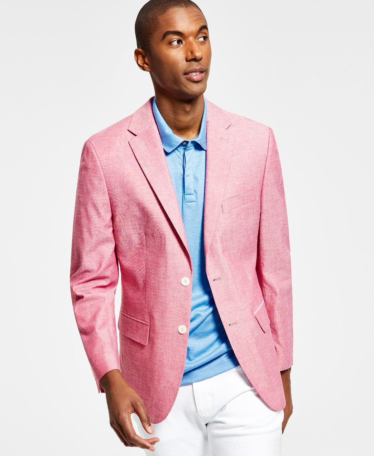 Tommy Hilfiger Abstract Stripe Modern-fit Chambray Blazer Red