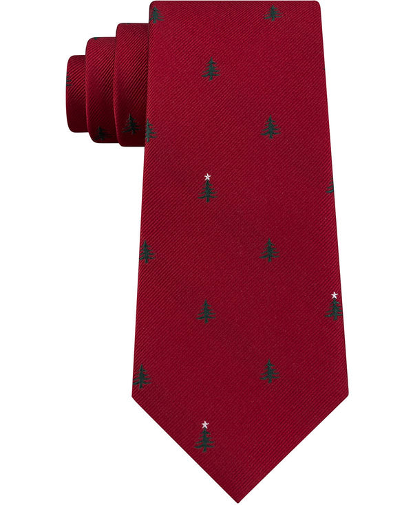 Tommy Hilfiger Assorted Slim Holiday Silk Ties Red Tree