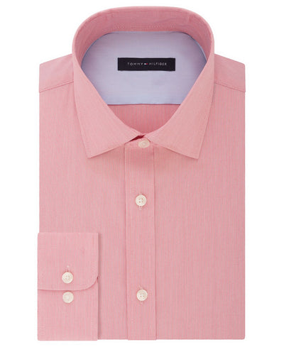 Tommy Hilfiger Athletic-fit Moisture-wicking Flex Performance Dress Shirt Red