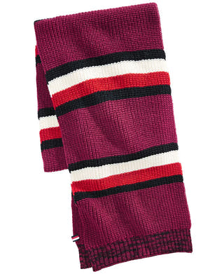 Tommy Hilfiger Back Bay Cardigan-knit Striped Marled Scarf Rhododendron