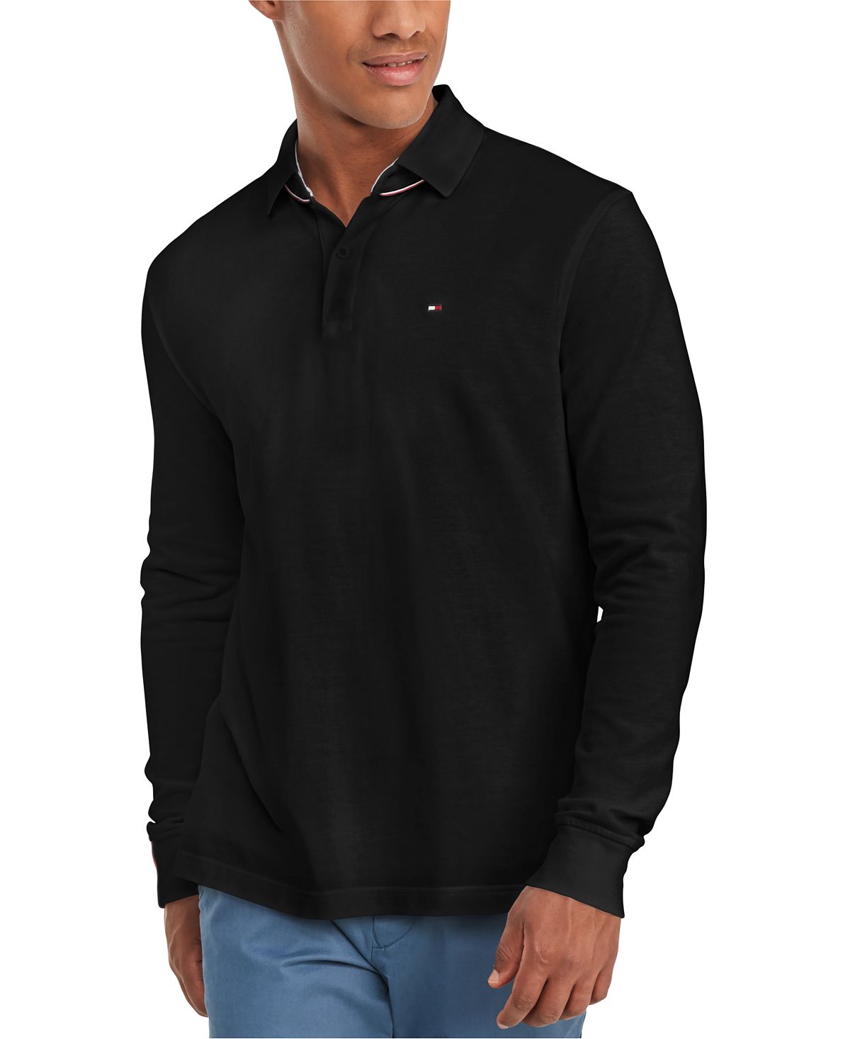 Tommy Hilfiger Big & Tall Kent Long Sleeve Polo Jet Black