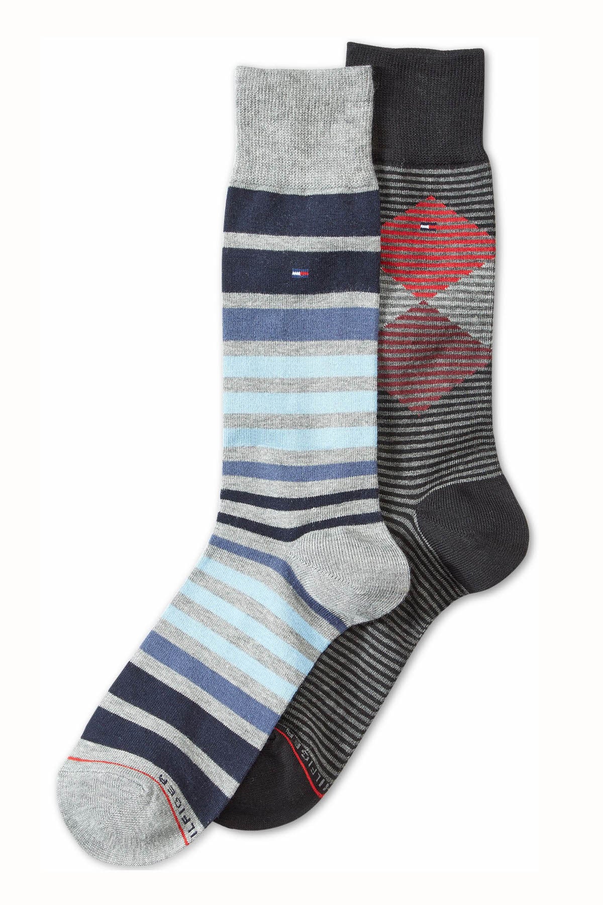 Tommy Hilfiger Blue/Multi-Stripe Premium-Blend Socks 2-Pack
