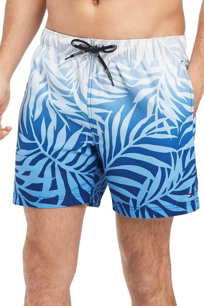 Tommy Hilfiger Blue Ombre Leaf-Print 6.5" Swim Trunk