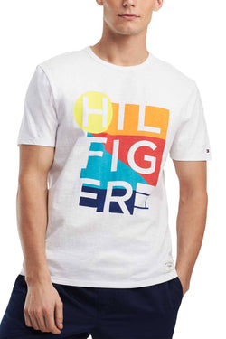 Tommy Hilfiger Bright White Colorblock Graphic Print Logo T-Shirt thumbnail 1