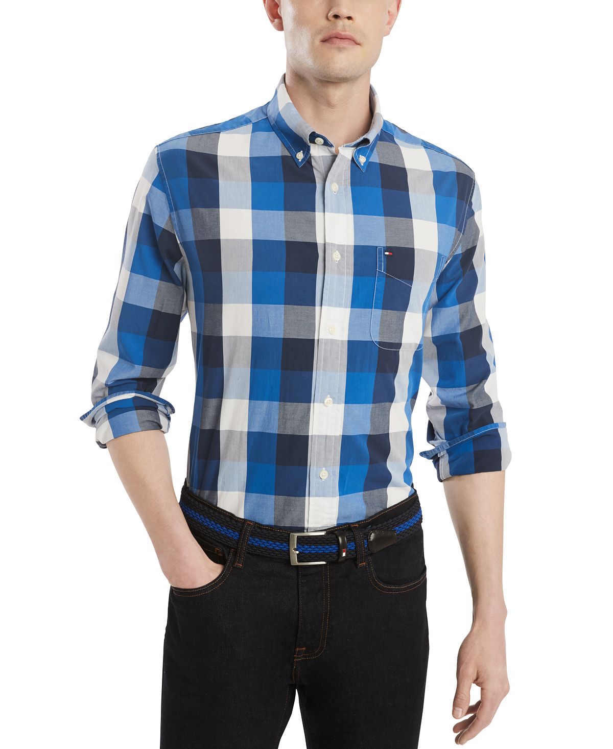 Tommy Hilfiger Classic Fit Calmon Plaid Shirt Blue Iolite