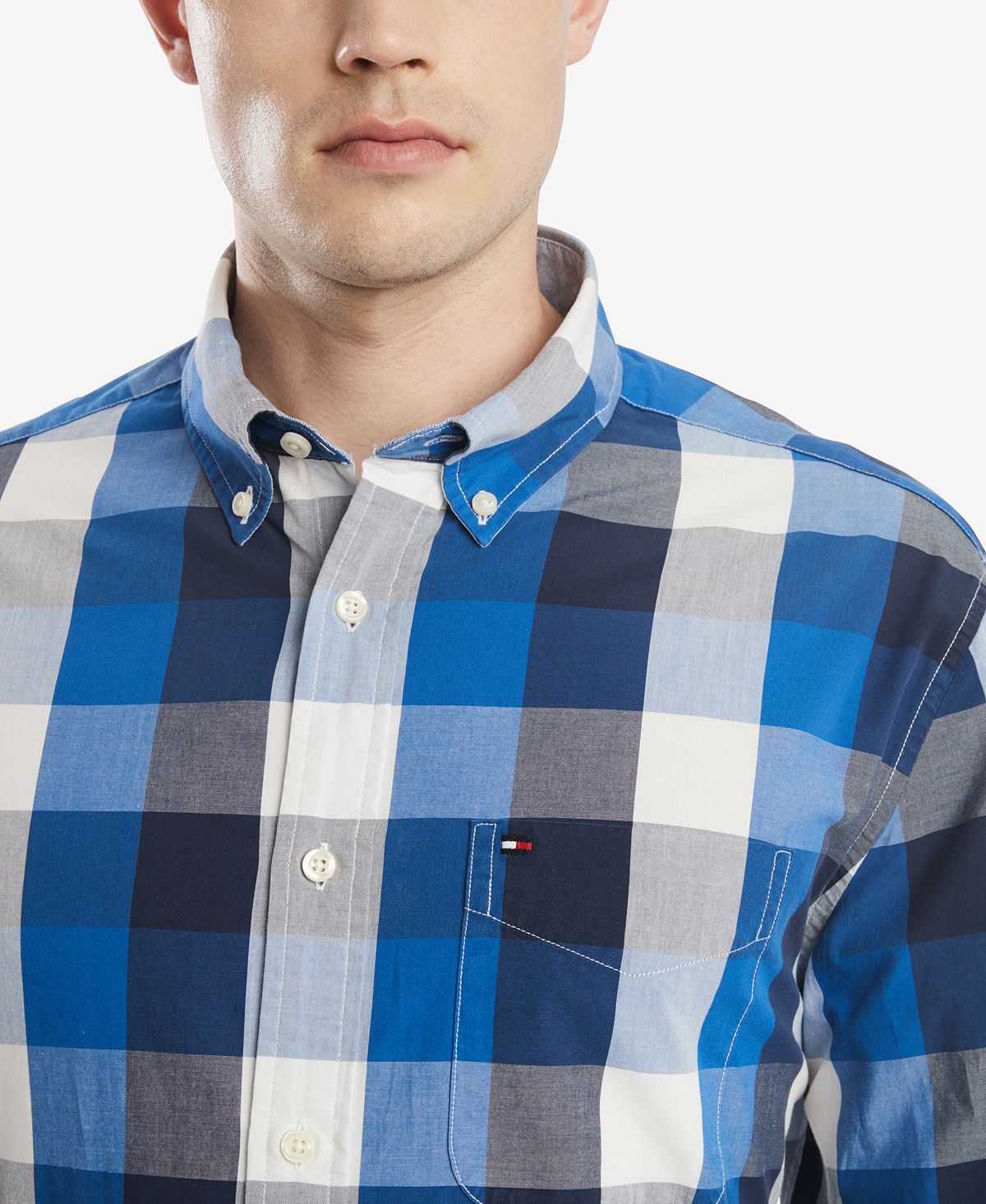Tommy Hilfiger Classic Fit Calmon Plaid Shirt Blue Iolite
